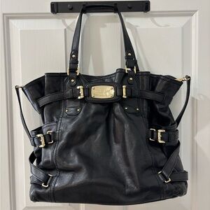 Michael Kors Large Black Leather Gansevoort Tote Detachable Crossbody Strap